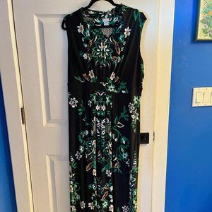 Chico's Pleated Damask Print Maxi Dress - Size 2